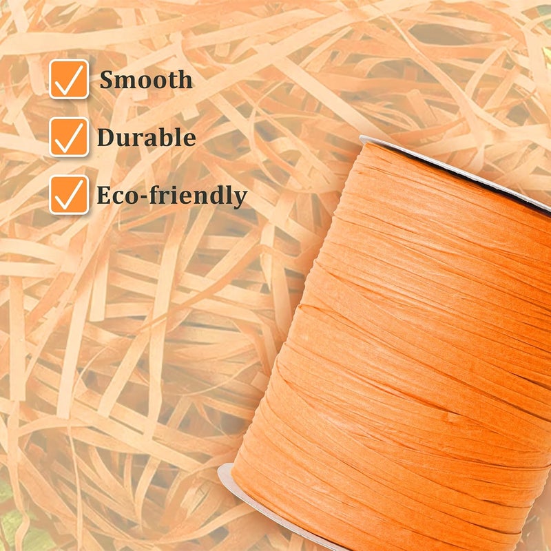 SEEBERY Raffia Ribbon for Crafts - Raffia Yarn Grass Twine for Gift Wrapping, DIY Decoration & More | Matte String Paper Rope for Crochet - 100 Yards, Orange - Image 4